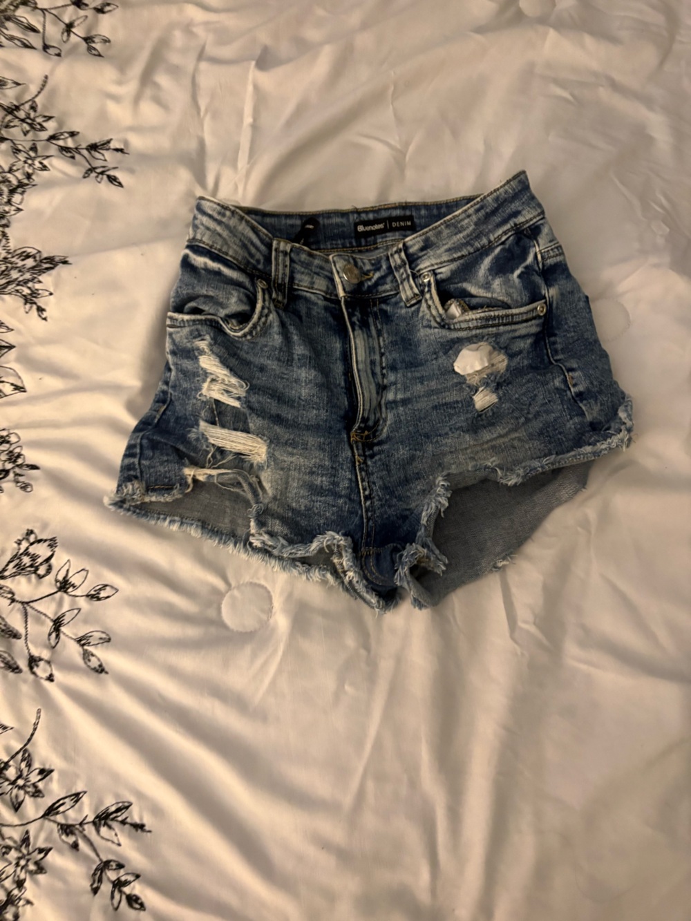 Women’s Distressed Blue Denim Shorts - Classic Casual Style